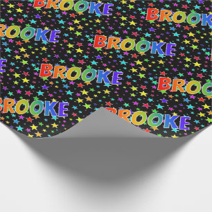 Papier Cadeau Prénom Arc-en-ciel "BROOKE" + Étoiles