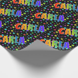 Papier Cadeau Prénom arc-en-ciel "CARLA" + Stars