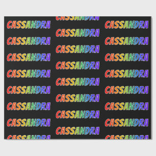 Papier Cadeau Prénom arc-en-ciel "CASSANDRA"; Amusant et Coloré
