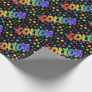 Papier Cadeau Prénom arc-en-ciel "COLTON" + Étoiles