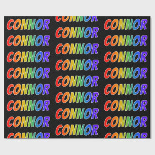 Papier Cadeau Prénom arc-en-ciel "CONNOR"; Amusant et coloré