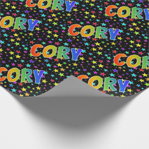 Papier Cadeau Prénom arc-en-ciel "CORY" + Étoiles