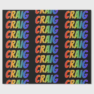 Papier Cadeau Prénom arc-en-ciel "CRAIG"; Amusant et Coloré