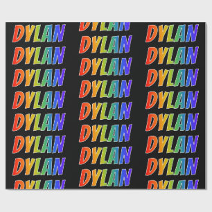 Papier Cadeau Prénom arc-en-ciel "DYLAN"; Amusant et coloré