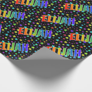 Papier Cadeau Prénom Arc-en-ciel "ELIJAH" + Étoiles