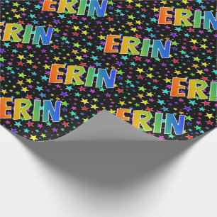 Papier Cadeau Prénom Arc-en-ciel "ERIN" + Étoiles