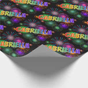 Papier Cadeau Prénom Arc-en-ciel "GABRIELLA" + Feu d'artifice