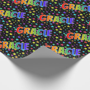 Papier Cadeau Prénom arc-en-ciel "GRACIE" + Étoiles
