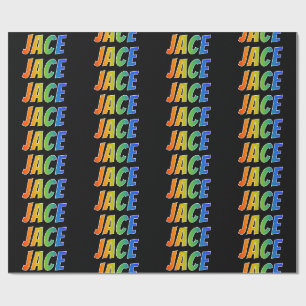 Papier Cadeau Prénom arc-en-ciel "JACE"; Amusant et coloré