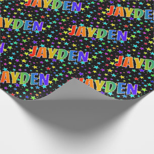 Papier Cadeau Prénom arc-en-ciel "JAYDEN" + Étoiles