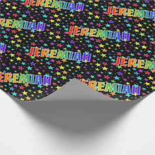 Papier Cadeau Prénom Arc-en-ciel "JEREMIAH" + Etoiles