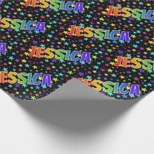 Papier Cadeau Prénom Arc-en-ciel "JESSICA" + Étoiles