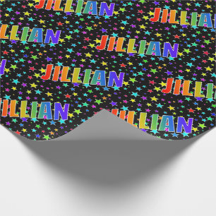 Papier Cadeau Prénom arc-en-ciel "JILLIAN" + Étoiles
