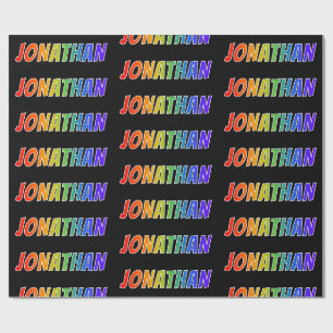 Papier Cadeau Prénom arc-en-ciel "JONATHAN"; Amusant et coloré