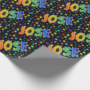 Papier Cadeau Prénom arc-en-ciel "JOSE" + Stars