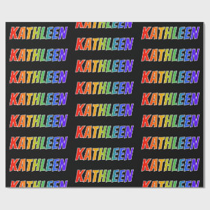 Papier Cadeau Prénom arc-en-ciel "KATHLEEN"; Amusant et coloré