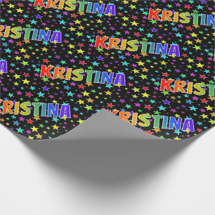 Papier Cadeau Prénom arc-en-ciel "KRISTINA" + Étoiles