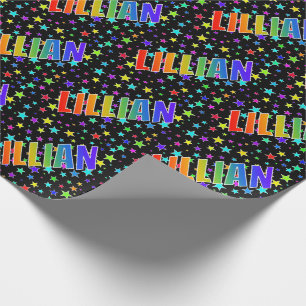 Papier Cadeau Prénom arc-en-ciel "LILLIAN" + Étoiles