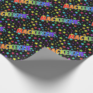 Papier Cadeau Prénom arc-en-ciel "MACKENZIE" + Étoiles
