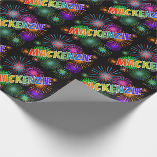 Papier Cadeau Prénom arc-en-ciel "MACKENZIE" + Fireworks