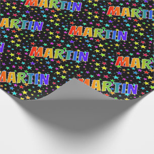 Papier Cadeau Prénom Arc-en-ciel "MARTIN" + Étoiles