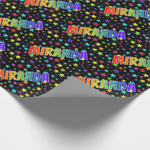 Papier Cadeau Prénom Arc-en-ciel "MIRANDA" + Étoiles