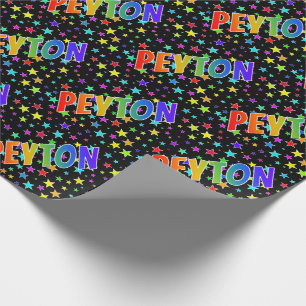 Papier Cadeau Prénom arc-en-ciel "PEYTON" + Stars