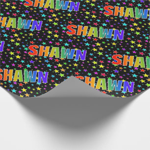 Papier Cadeau Prénom arc-en-ciel "SHAWN" + Stars