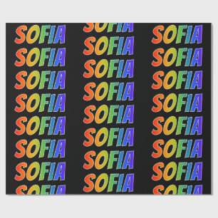 Papier Cadeau Prénom arc-en-ciel "SOFIA"; Amusant et coloré