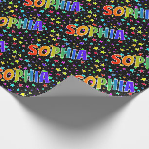 Papier Cadeau Prénom arc-en-ciel "SOPHIA" + Étoiles