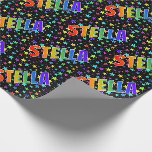 Papier Cadeau Prénom arc-en-ciel "STELLA" + Stars