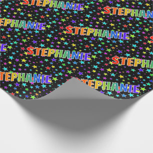 Papier Cadeau Prénom Arc-en-ciel "STEPHANIE" + Étoiles