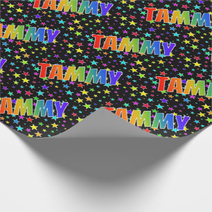 Papier Cadeau Prénom Arc-en-ciel "TAMMY" + Étoiles