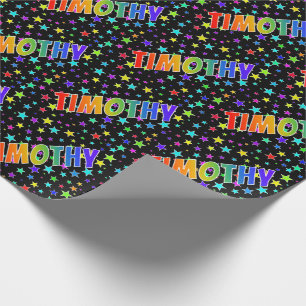 Papier Cadeau Prénom arc-en-ciel "TIMOTHY" + Stars