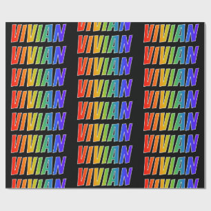 Papier Cadeau Prénom arc-en-ciel "VIVIAN" ; Amusant et Coloré