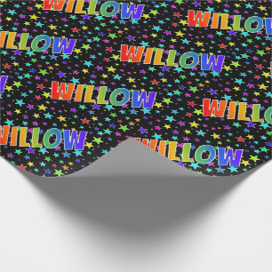 Papier Cadeau Prénom arc-en-ciel "WILLOW" + Stars