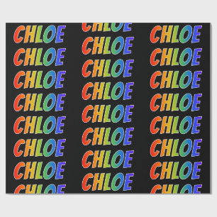 Papier Cadeau Prénom "CHLOE" d'arc-en-ciel ; Amusement et color