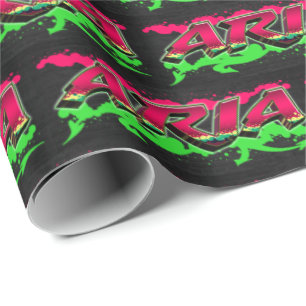 Papier Cadeau Prénom Graffiti red green
