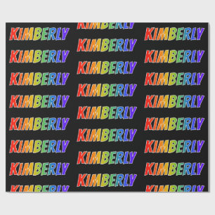 Papier Cadeau Prénom "KIMBERLY" d'arc-en-ciel ; Amusement et