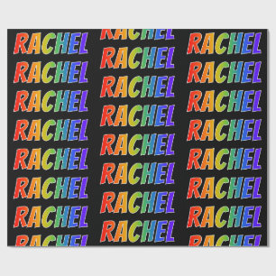 Papier Cadeau Prénom "RACHEL" d'arc-en-ciel ; Amusement et