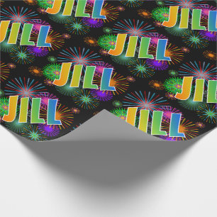 Papier Cadeau Prénom Rainbow "JILL" + Fireworks
