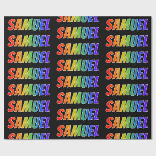 Papier Cadeau Prénom "SAMUEL" d'arc-en-ciel ; Amusement et
