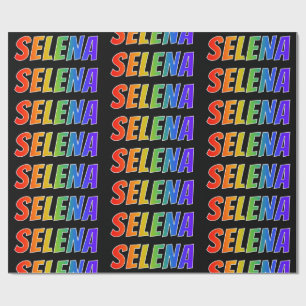 Papier Cadeau Prénom "SELENA" d'arc-en-ciel ; Amusement et