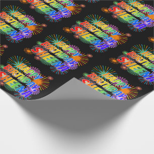 Papier Cadeau Prénom "SHEENA", Fun "HEUREUX ANNIVERSAIRE"