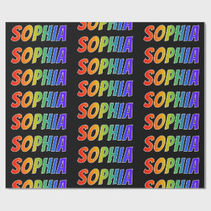 Papier Cadeau Prénom "SOPHIA" d'arc-en-ciel ; Amusement et