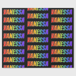 Papier Cadeau Prénom "VANESSA" d'arc-en-ciel ; Amusement et