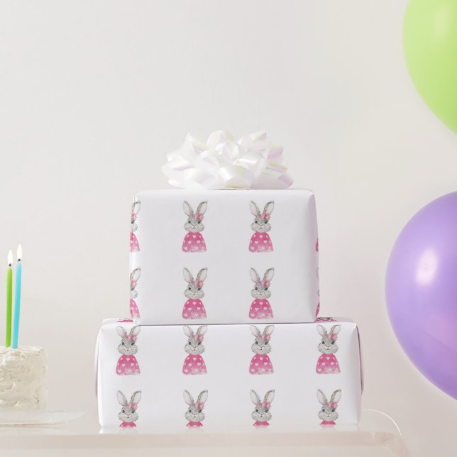 Papier Cadeau Preppy Bunny Rabbit Bow (Cadeaux de fête)