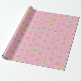 Papier Cadeau Preppy Coquette Retro Palm Trees & Cactus Motif