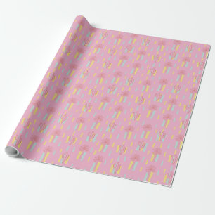 Papier Cadeau Preppy Coquette Retro Palm Trees & Cactus Motif