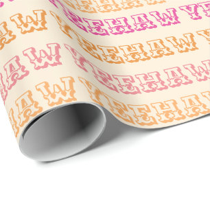 Papier Cadeau Preppy Girly Cowgirl Yeehaw Orange Hot Rose
